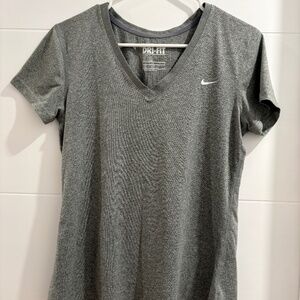 Nike Dri-FIT Heather Grey V-Neck Athletic Top | Women’s Medium | Like New